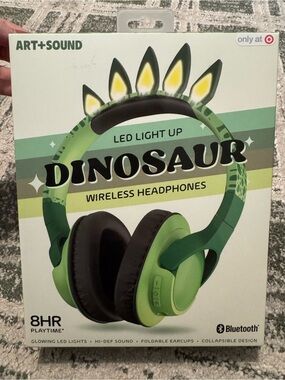 Art+Sound Green LED Light-Up Dinosaur Kid’s Wireless Headphones